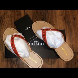 NEW Red Studded Coach Leather Sandals